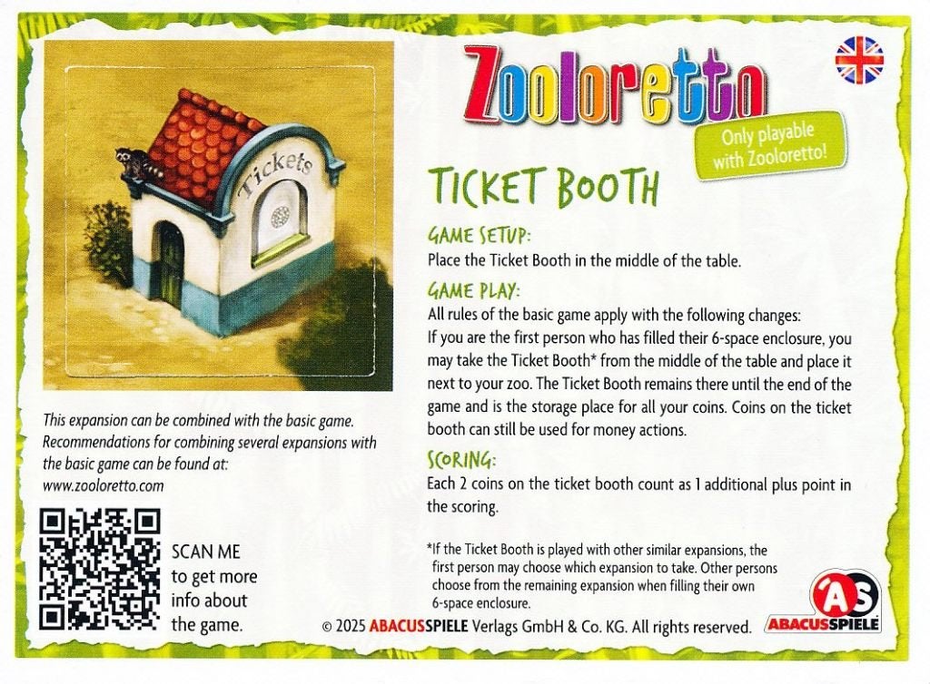 Zooloretto: Ticket Booth - Kassenhäuschen Promo card NIEUW, Ophalen of Verzenden, Nieuw