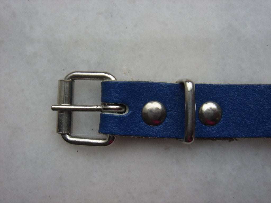 Blauw bewerkte leren ceintuur 92 cm  , Minder dan 3 cm, Overige kleuren, Echt leder, 90 tot 100 cm