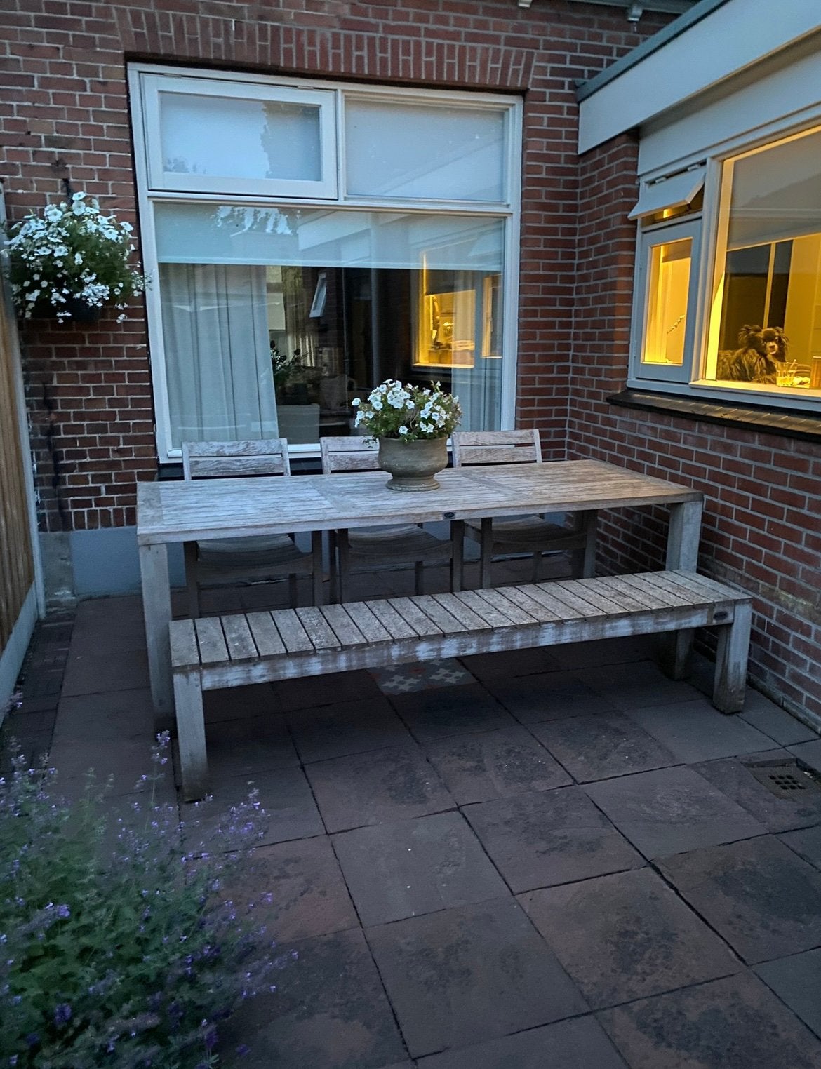 Teakhouten tuinset met tuinbank, Ophalen, Zo goed als nieuw, Teakhout