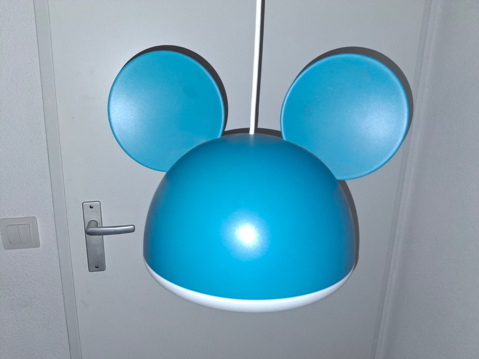 Blauwe Mickey Mouse hanglamp - muis hanglamp, Blauw, Ophalen, Zo goed als nieuw, Lamp