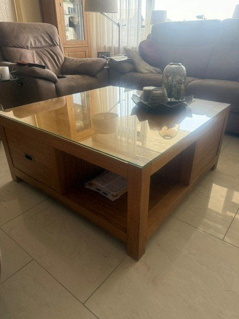 Salontafel eiken, Ophalen, Gebruikt, 50 tot 100 cm, 50 tot 100 cm