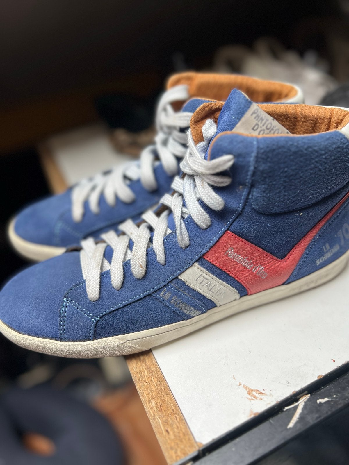 Pantofola d'Oro '70 hoge sneakers - Maat 42, Ophalen of Verzenden, Gedragen, Blauw, Sneakers of Gympen