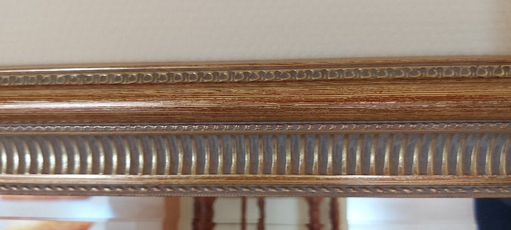 prachtige spiegel met elegante gouden lijst en geslepen glas, Huis en Inrichting, Ophalen, 100 tot 150 cm, Zo goed als nieuw, 75 tot 100 cm