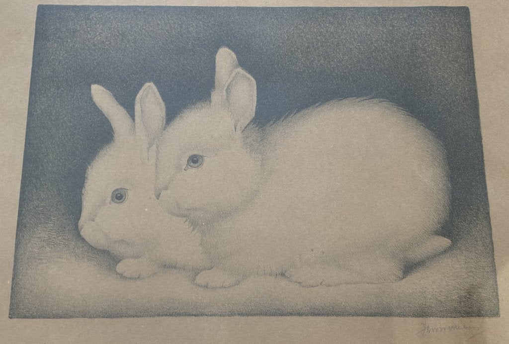 Jan Wittenberg (1886-1963) - Twee konijntjes, Gelimiteerde oplage, Ophalen of Verzenden, Dieren en Natuur, Lithografie