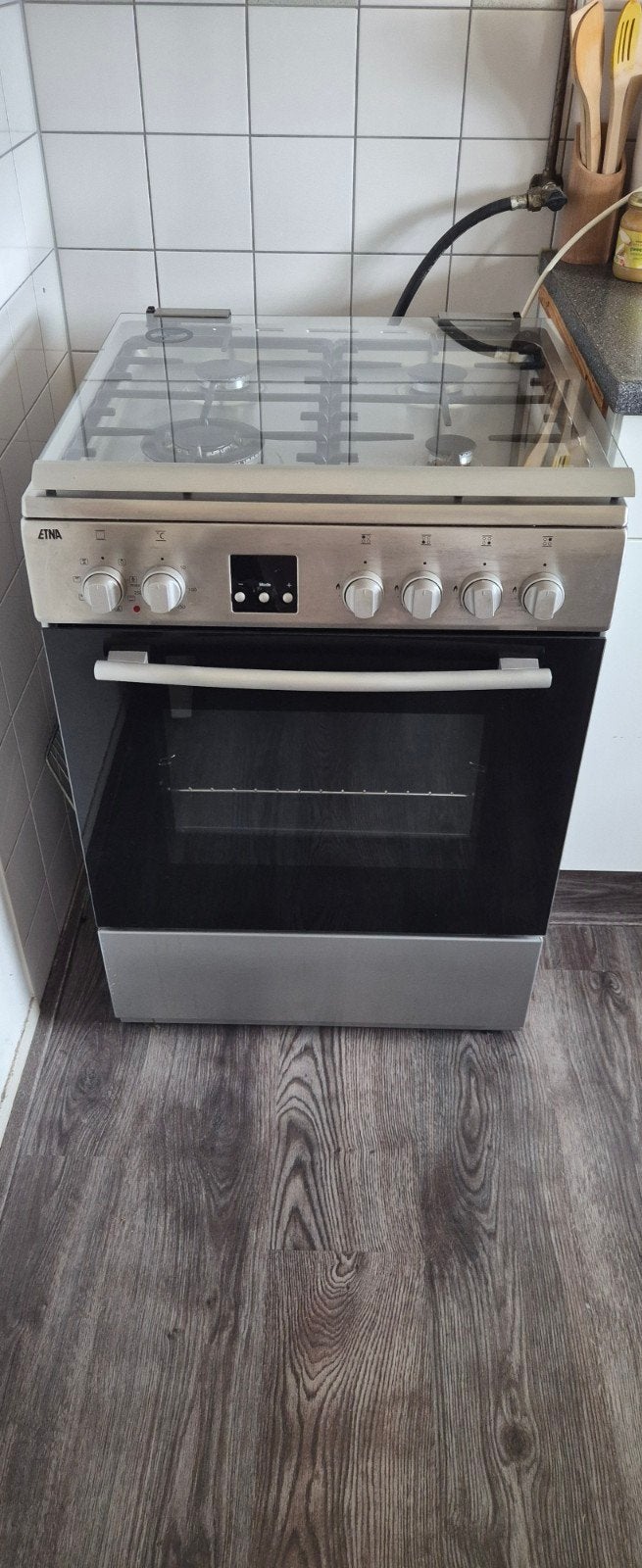 ETNA Gasfornuis met oven – RVS – nette staat, Witgoed en Apparatuur, Ophalen, Gebruikt, 4 kookzones, Gas