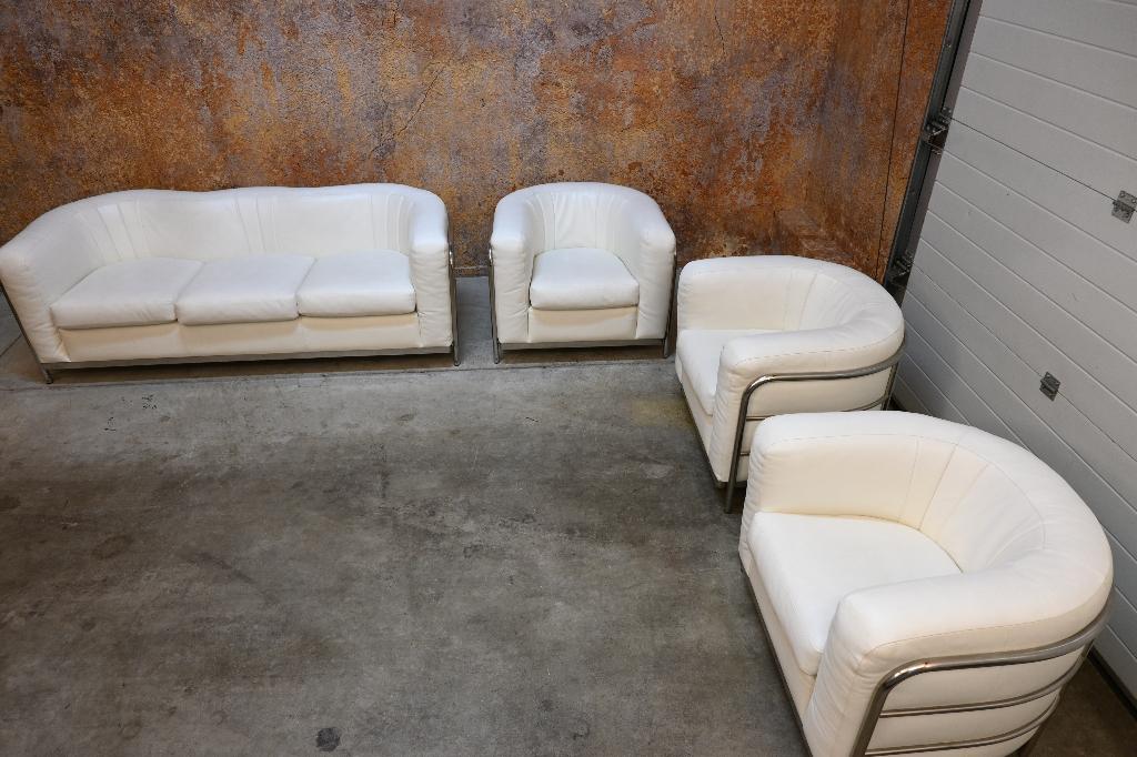 ZGANieuw 3 witte leren Zanotta Onda design fauteuils, 75 tot 100 cm, Ophalen of Verzenden, Zo goed als nieuw, Stof