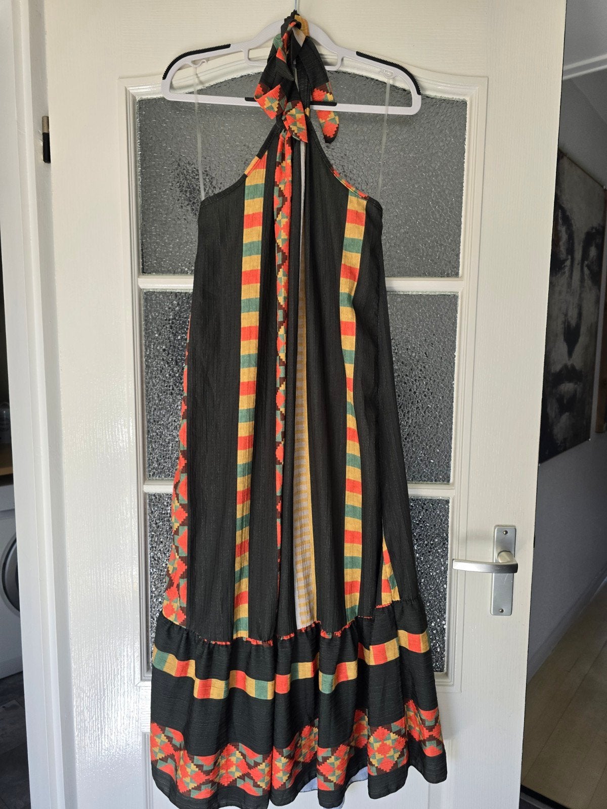 Nieuwe halterjurk 40 42 44 46 groen geel oranje, Geel, Maat 42/44 (L), Nieuw, Ophalen of Verzenden
