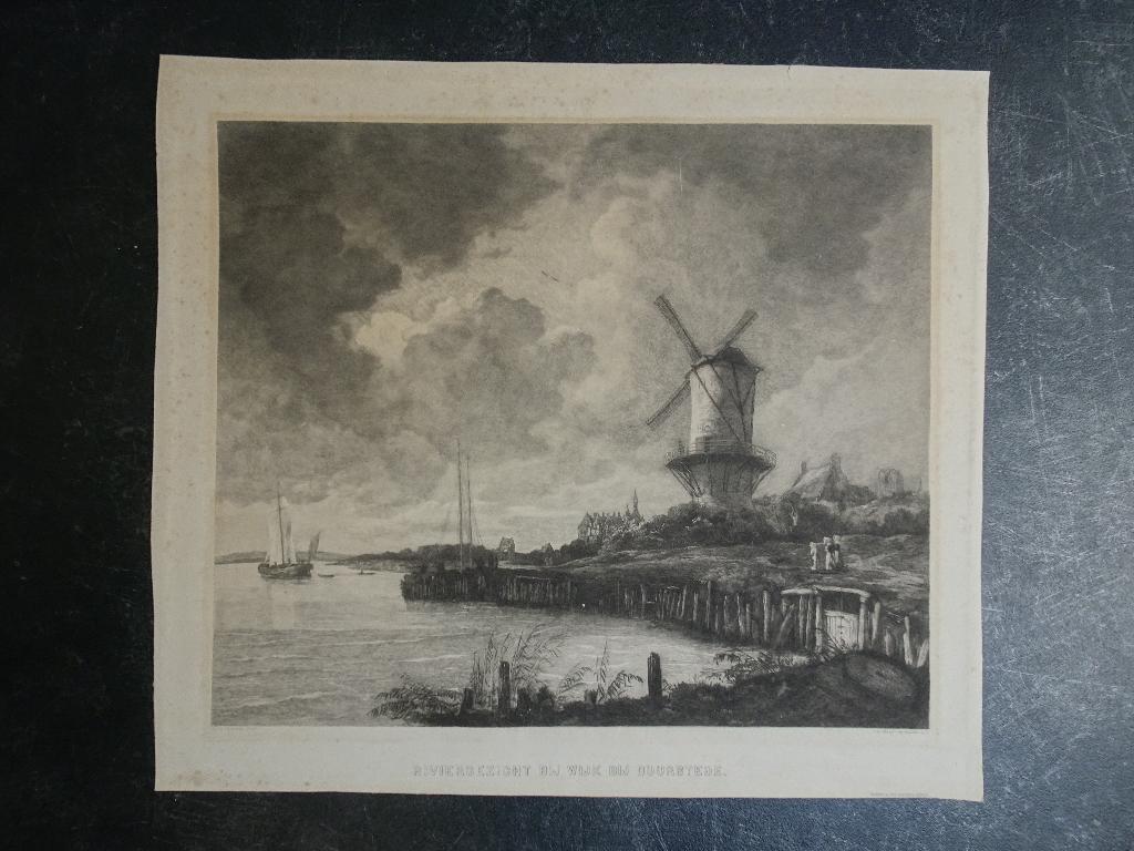 Prent riviergezicht Wijk bij Duurstede n. Graadt van Roggen, Antiek en Kunst, Kunst | Etsen en Gravures, Verzenden, Stadsgezicht