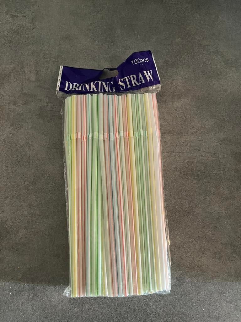 Plastic rietjes - verpakking 100st., Overige typen, Kunststof, Nieuw, Ophalen of Verzenden