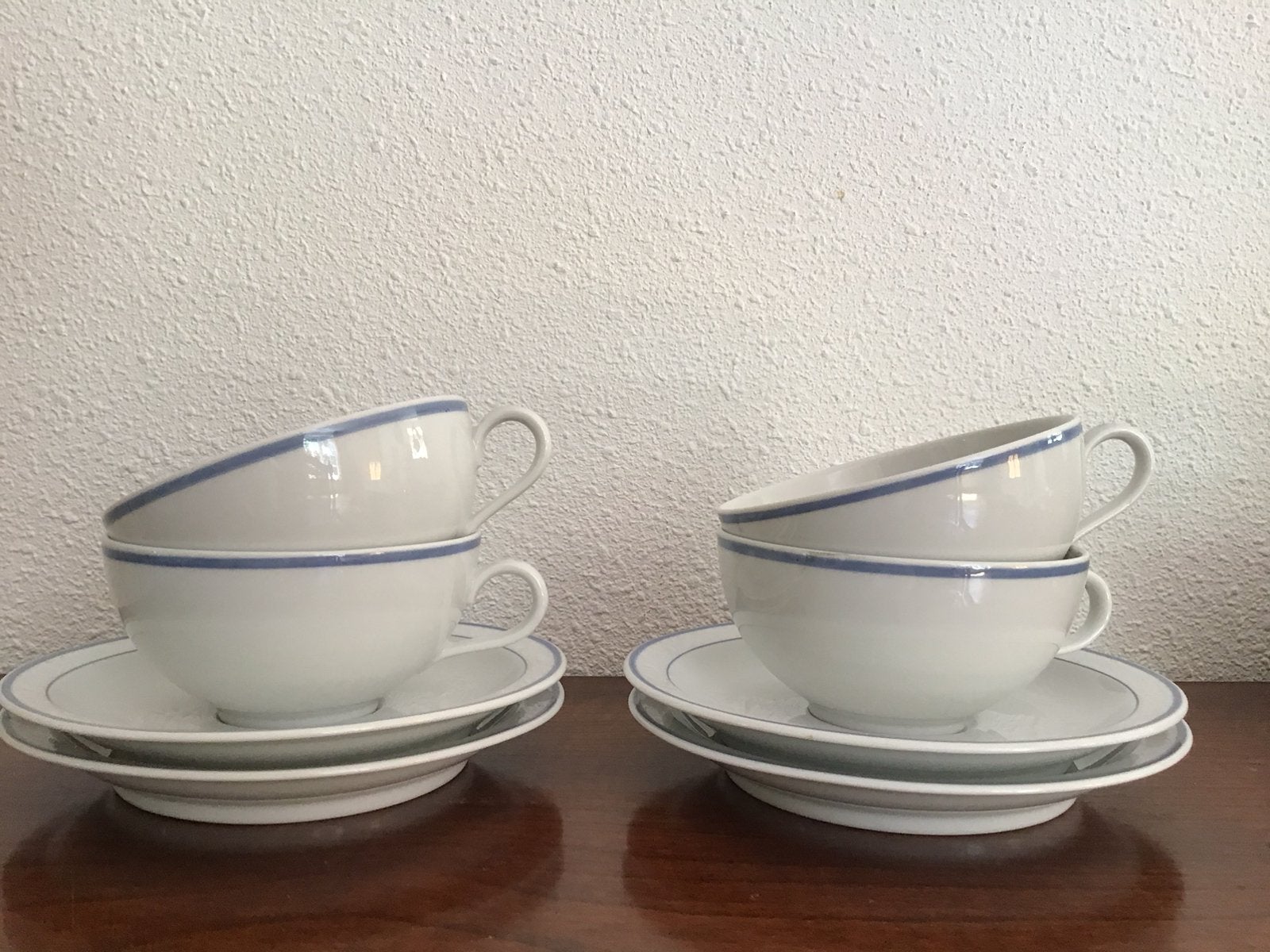 4 x Seltmann Weiden, Bavaria nr. 34 met lichtblauw randje., Ophalen of Verzenden