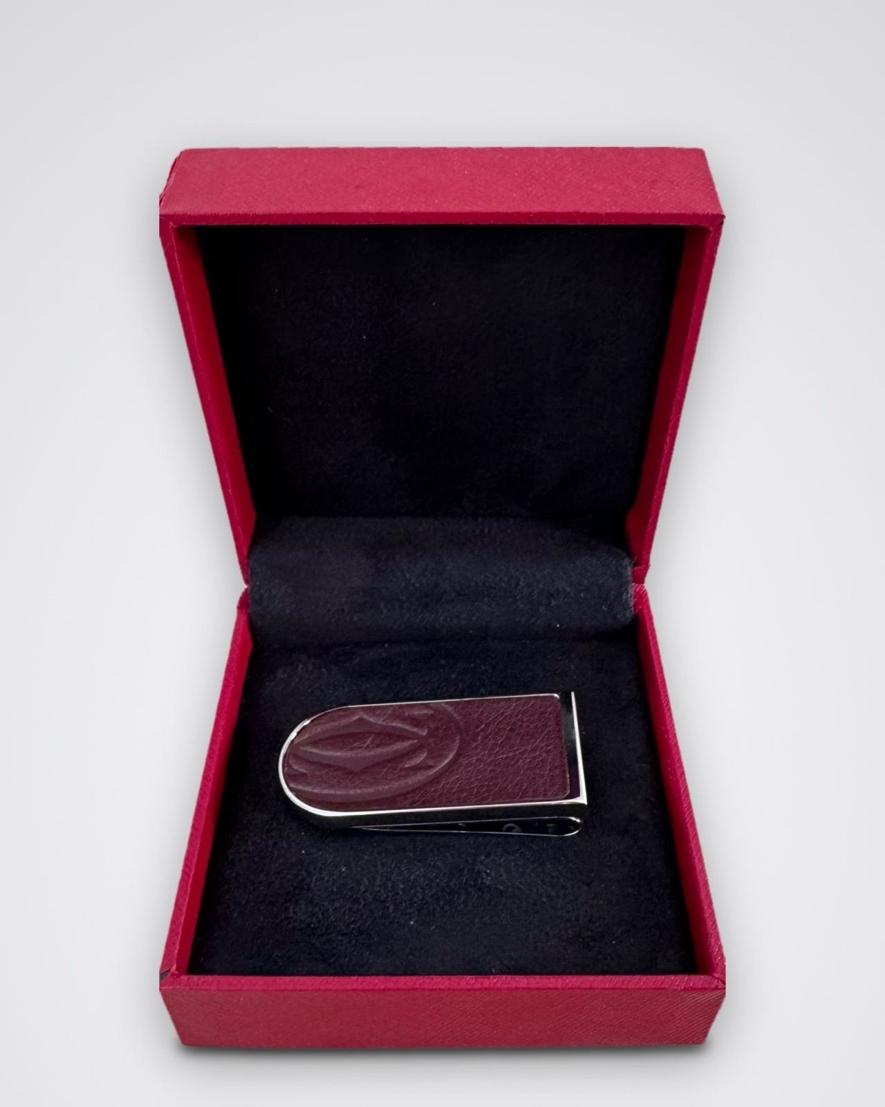 Cartier Geldclip Zilver met donker bruin Leer, Ophalen of Verzenden, Zo goed als nieuw