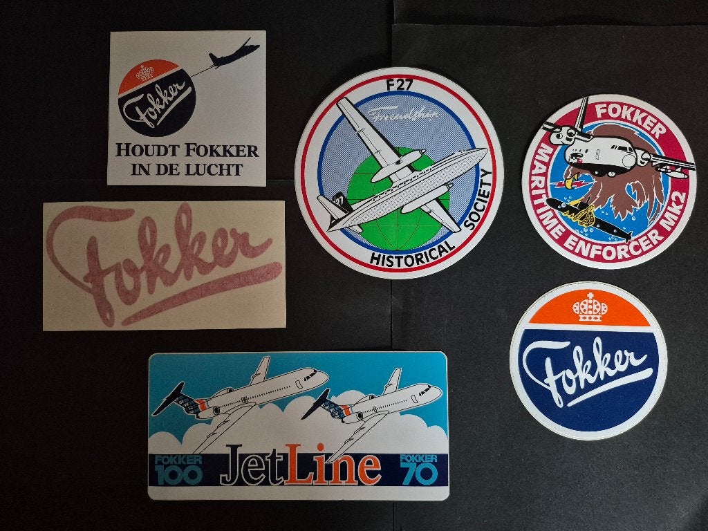 6 stickers van Fokker (ST31), Verzamelen, Stickers, Ophalen of Verzenden, Zo goed als nieuw, Overige typen