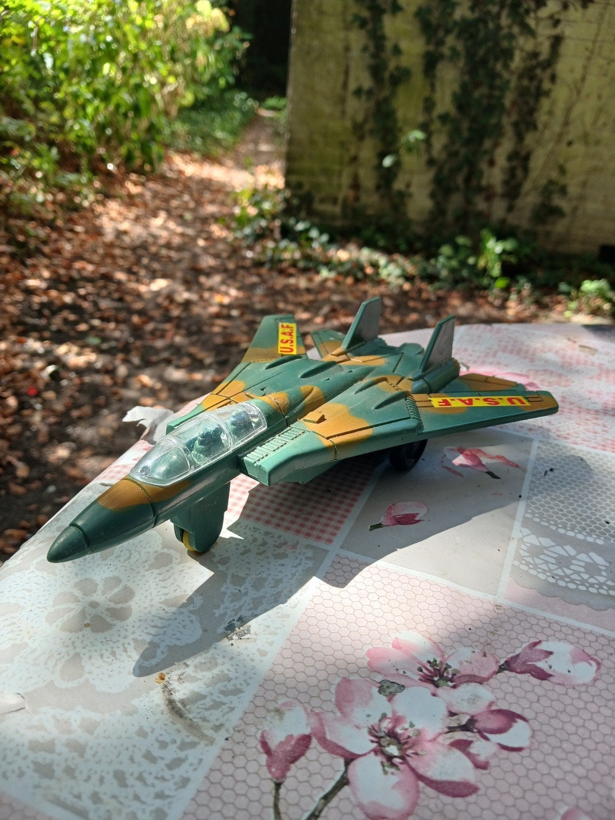 Vintage USAF Speelgoed Vliegtuig - Camouflage Jet, Ophalen of Verzenden, Gebruikt