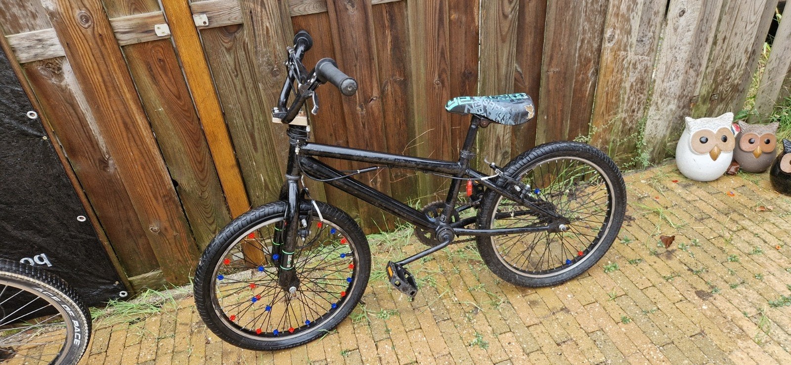 BMX fiets 20 inch - Zwart met gekleurde spaken, Gebruikt, Staal, 20 tot 24 inch, Ophalen of Verzenden