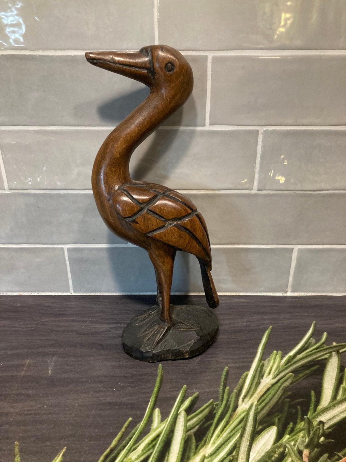 Afrikaans houten beeldje, vogel (030425c), Houtsnijwerk, Ophalen of Verzenden, 20 - 50 cm, Hout