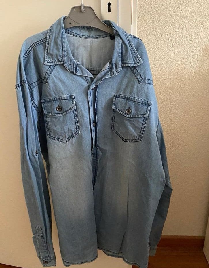 Stoer Lichtblauw Denim Overhemd (Western Stijl) – Maat M, Kleding | Dames, Maat 38/40 (M), Blauw, Blouse of Tuniek, Nieuw