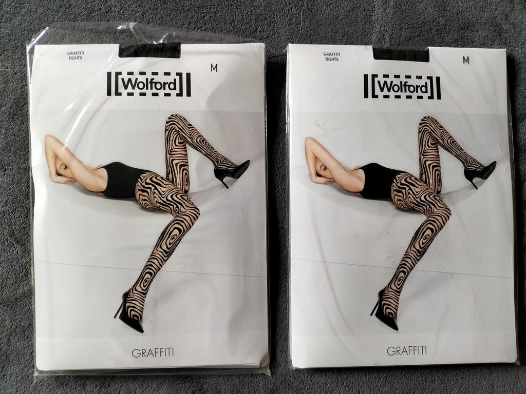 2 Wolford Graffiti Panty's Maat M Zwart, Zwart, Nieuw, Maat 40/42 (M), Ophalen of Verzenden