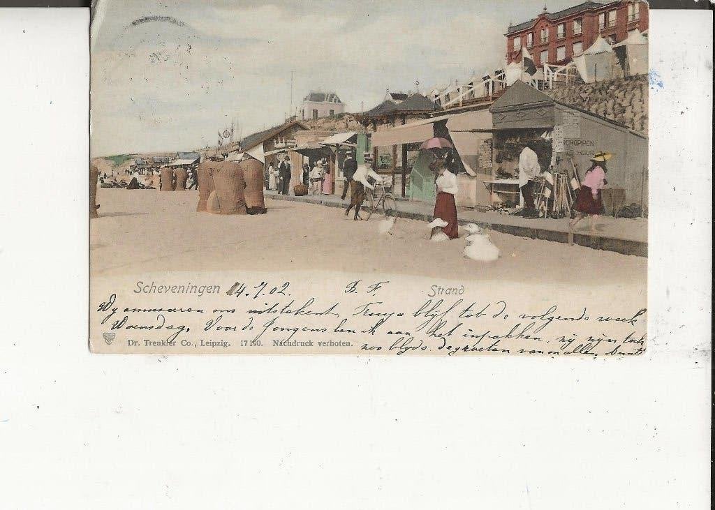 Scheveningen Strandtenten met schoppen te huur  14-7-19012, Ophalen of Verzenden, Voor 1920, Gelopen, Zuid-Holland