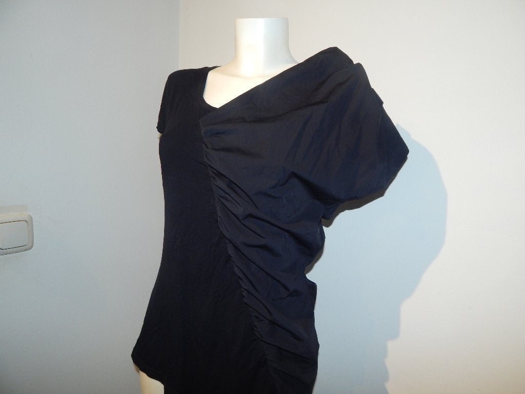 Elsewhere mooi shirt 1 kant gladde stof gesmockt apart L, Verzenden, Elsewhere, Zwart, Maat 42/44 (L)