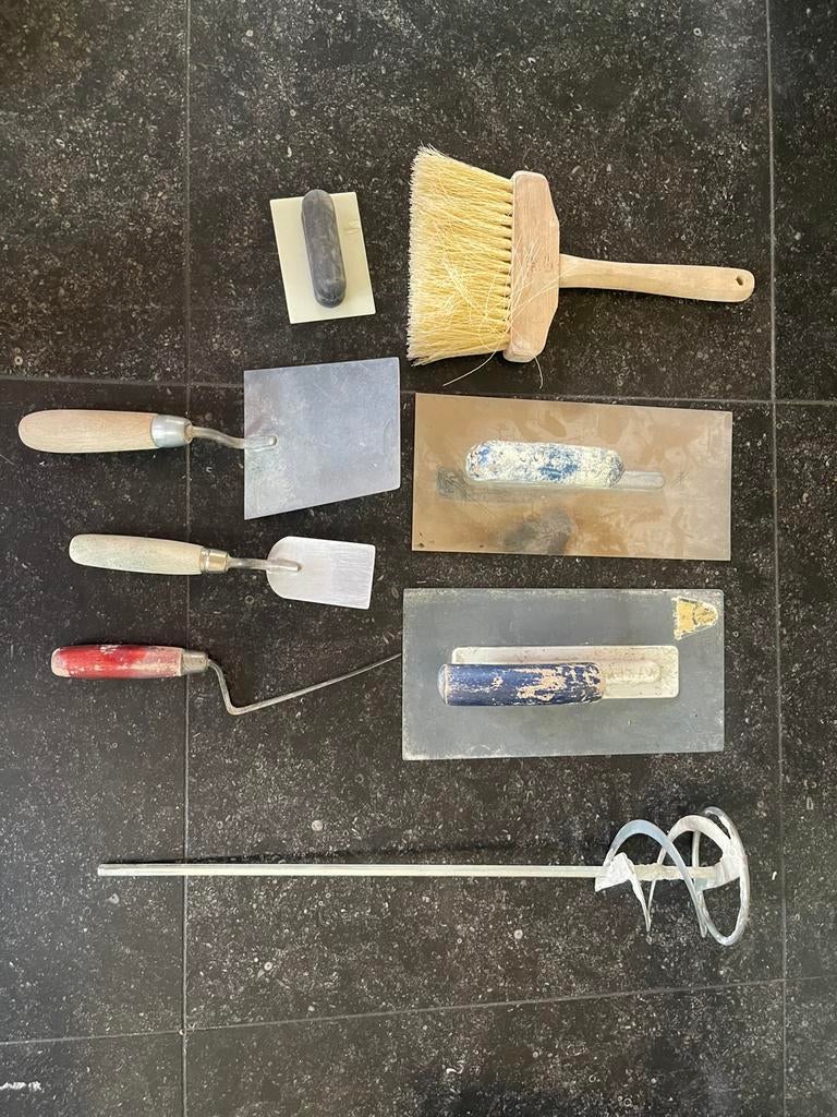 Stuc- en voeg gereedschap in koffer, Doe-het-zelf en Verbouw, Gereedschap | Handgereedschap, Ophalen of Verzenden, Gebruikt