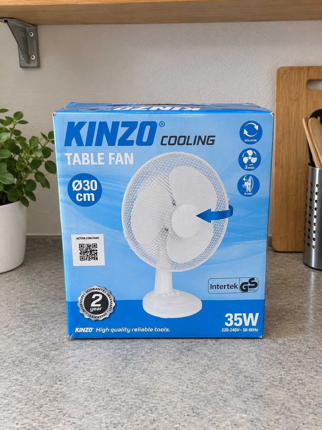 Kinzo Cooling Tafelventilator Ø30 cm - 35W, Ophalen, Nieuw, Tafelventilator