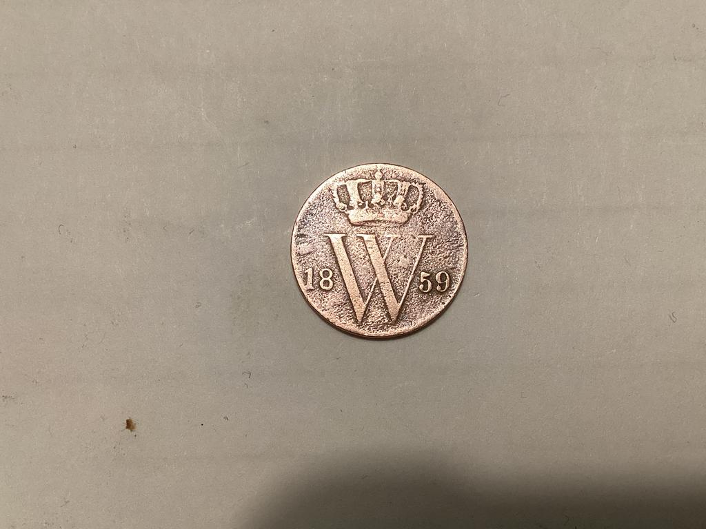 Nederland 1/2 cent 1859, Ophalen of Verzenden, Koning Willem III