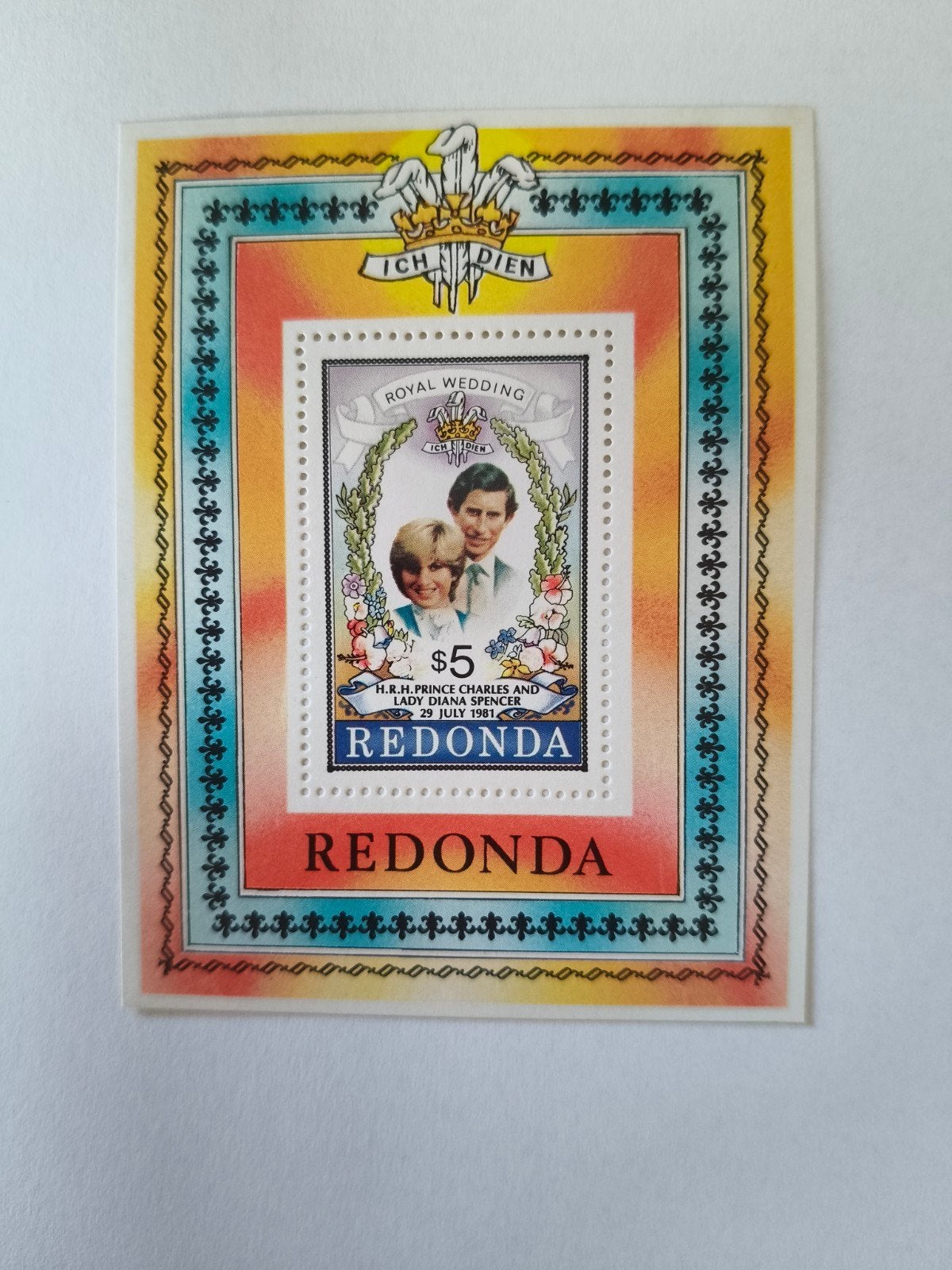 Redonda Postzegel: Koninklijk Huwelijk Charles & Diana 1981, Ophalen of Verzenden, Koningshuis