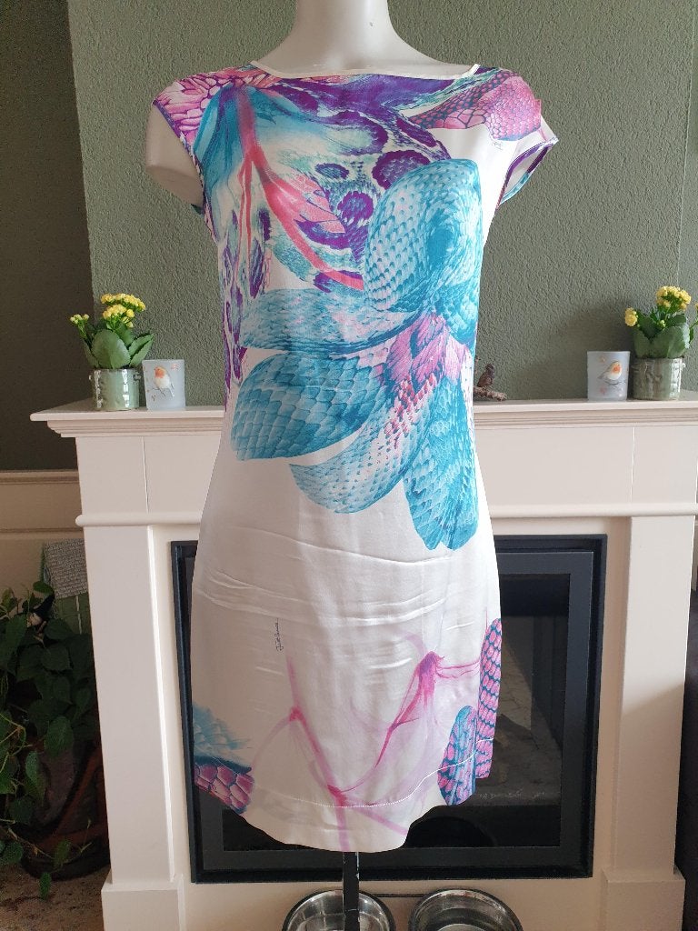 Just Cavalli schitterende zijden jurk it 40 S 36, Kleding | Dames, Verzenden, Wit, Maat 36 (S), Just Cavalli