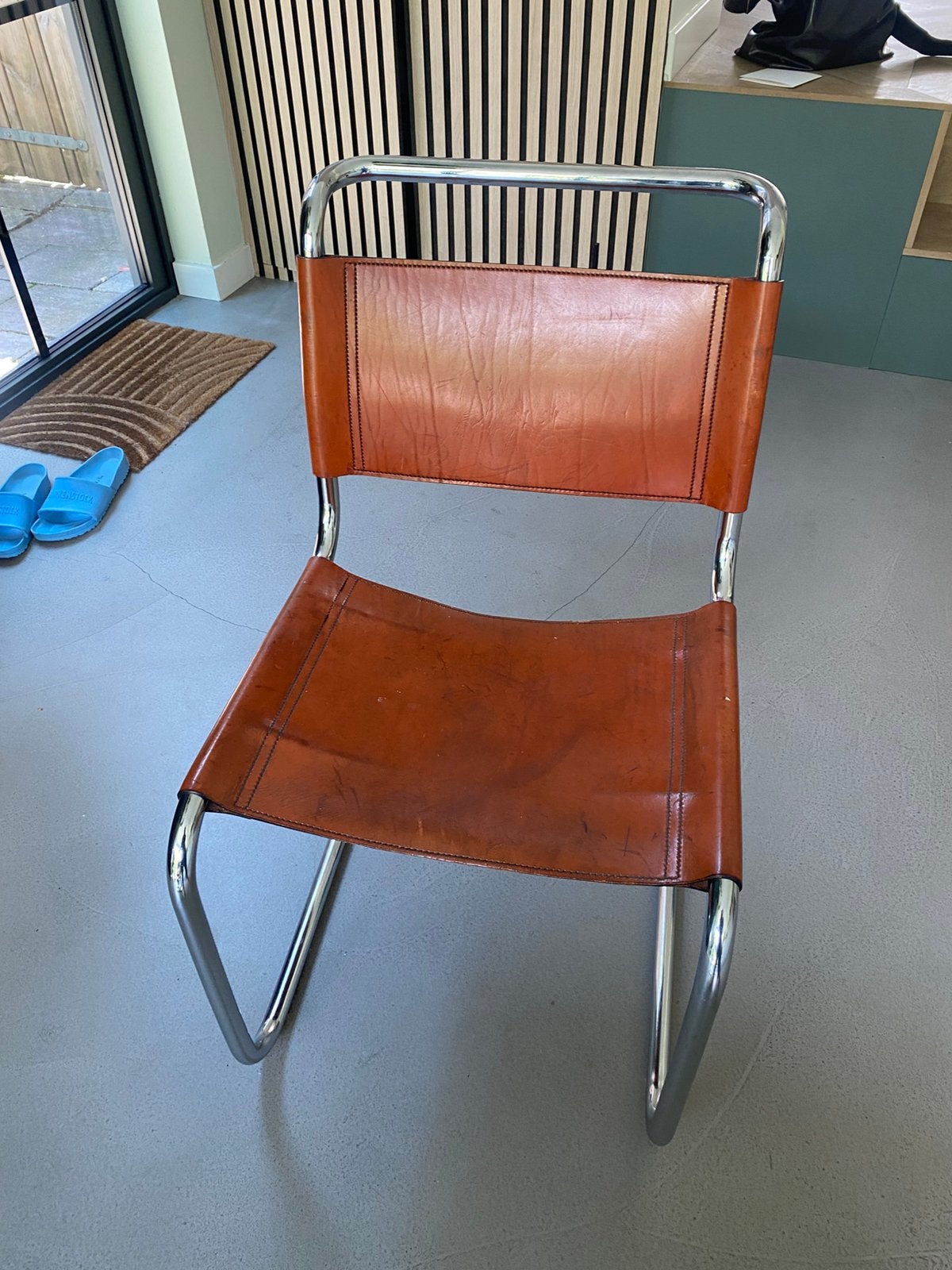 Vintage 4x Fasem Mart stam S 33 tuigleer eetkamer stoelen, Huis en Inrichting, Ophalen, Gebruikt, Twee, Bruin