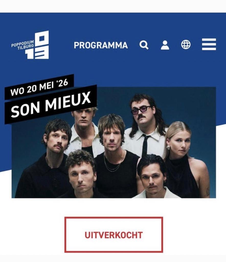 Son mieux kaartjes tilburg, Tickets en Kaartjes, Concerten | Pop, Drie personen of meer, Mei
