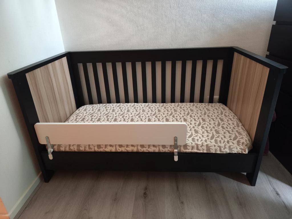 Meegroei ledikant Oxford zwart eiken, Kinderen en Baby's, Kinderkamer | Bedden, Zo goed als nieuw, Minder dan 140 cm, Minder dan 70 cm