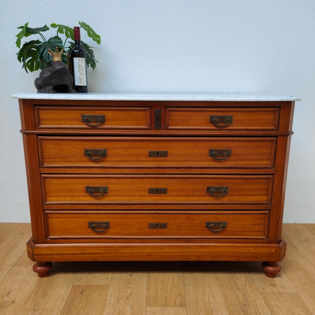 Vintage Frans dressoir commode ladekast met marmer blad 102, Valkenswaard, Gebruikt, 100 tot 150 cm, Info@flashbackfurniture.nl