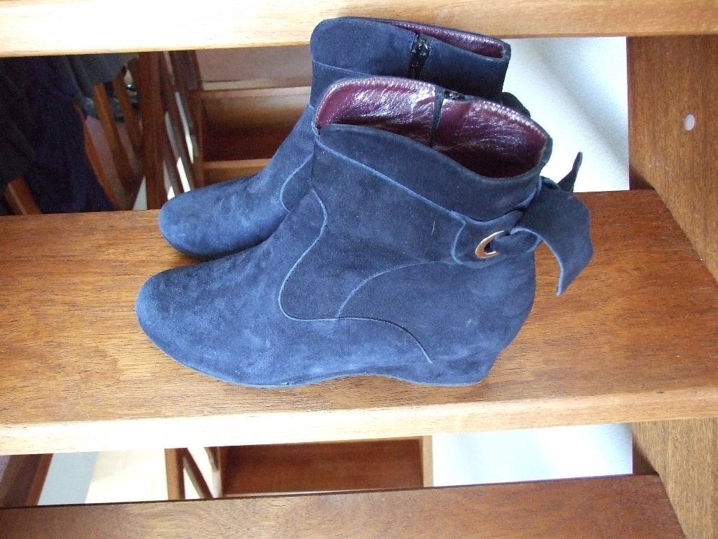 Waldlaufer donkerblauwe suede laarsjes op sleehak 39 1/2, Waldlaufer, Blauw, Lage of Enkellaarzen, Ophalen of Verzenden