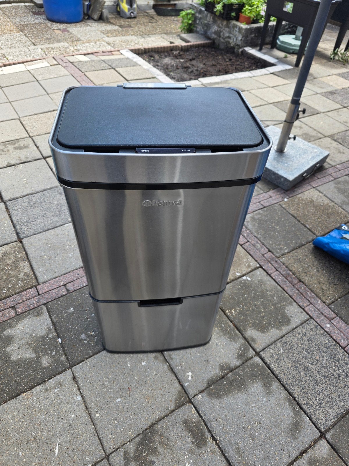 Homra Prullenbak RVS - 72L met afvalscheiding, Huis en Inrichting, 40 liter of meer, Ophalen of Verzenden, Gebruikt, Rvs