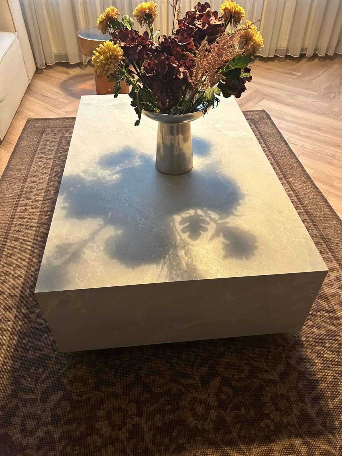 Salon tafel Marmer look, 50 – 75, 150 tot 200 cm, Ophalen of Verzenden, Zo goed als nieuw