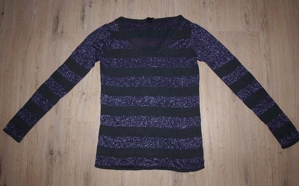Antraciet met Paars Glitter Gestreepte Trui Mango (M), Maat 38/40 (M), Mango, Paars, Ophalen of Verzenden