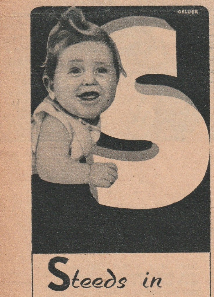 retro reclame 1946 Zwitsal baby poederbus de letter S, Verzamelen, Retro, Verzenden, Overige typen