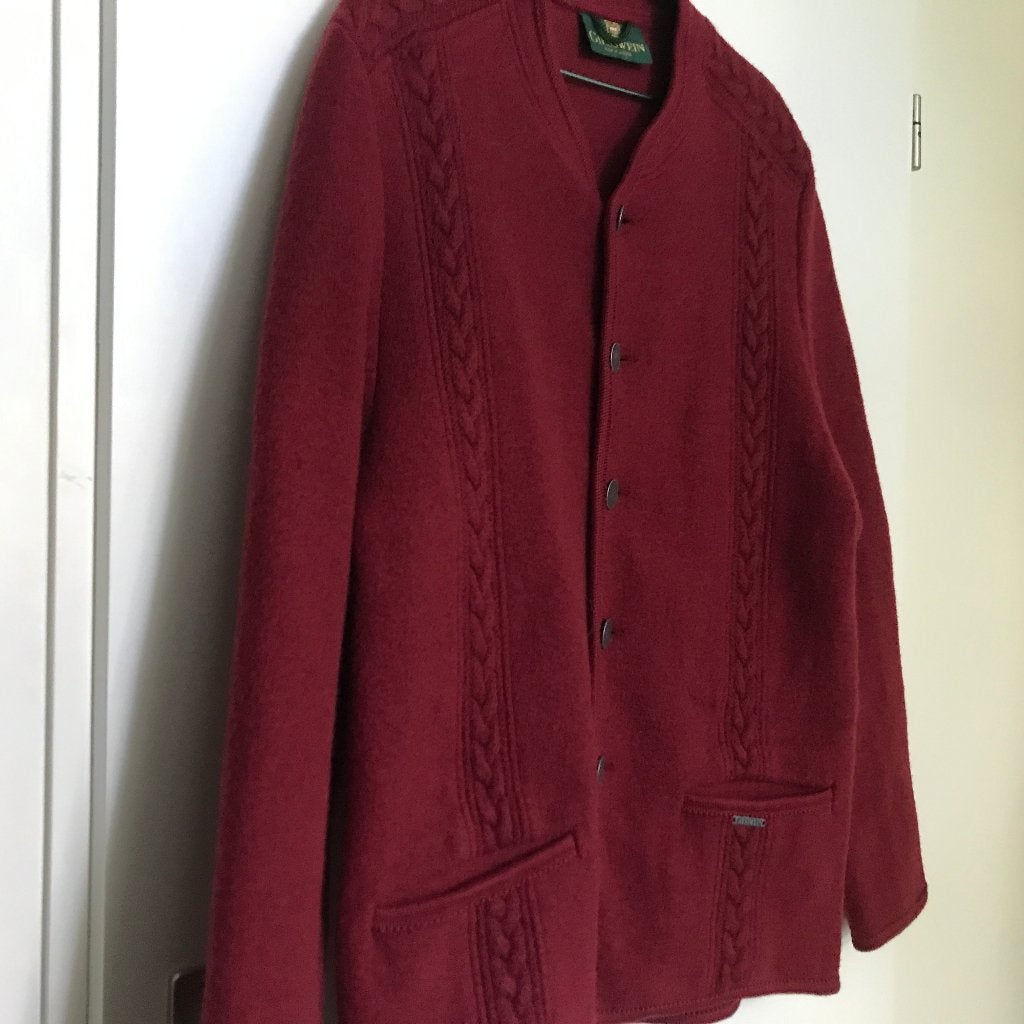 Giesswein wollen jas maat L- XL rood, Verzenden, Zo goed als nieuw, Maat 46/48 (XL) of groter, Rood
