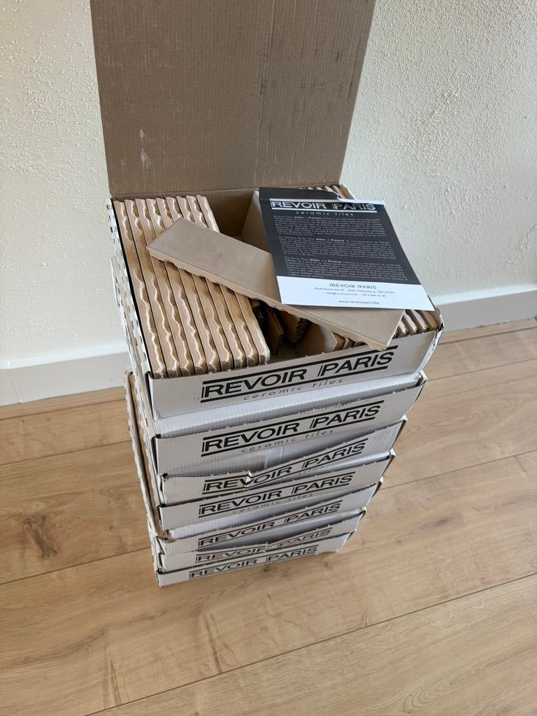 Revoir Paris Taupe Wandtegels, Doe-het-zelf en Verbouw, Tegels, Ophalen, Minder dan 20 cm, Zo goed als nieuw, 20 tot 40 cm