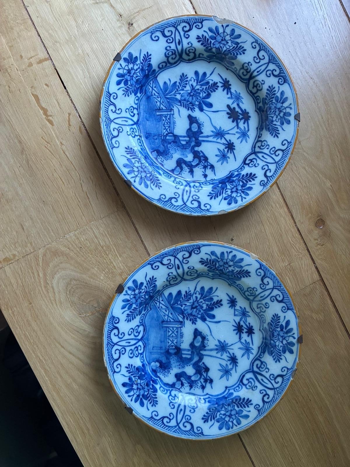 Delfts Blauw Schotels, 17e Eeuw, Chinees Decor, Randschilfer, Ophalen