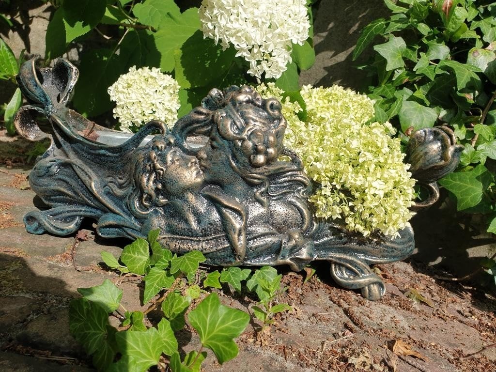 gietijzeren Art Nouveau , Jardiniere of plantenbak, Minder dan 30 cm, Rond, Ophalen of Verzenden, Atw