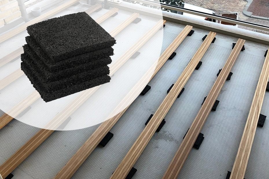 Rubber tegeldragers, terrasdragers 0.8x10x10 cm - per 24 st, Tuin en Terras, Ophalen, Nieuw, Minder dan 180 cm, Overige typen