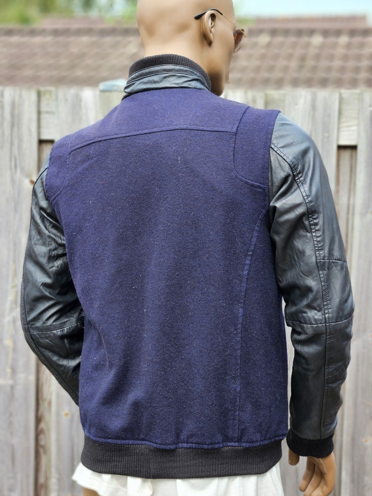 Vanguard / PME deels leren " varsity " tussenjas (M) zgan, Maat 52/54 (L), Blauw, ., Ophalen of Verzenden