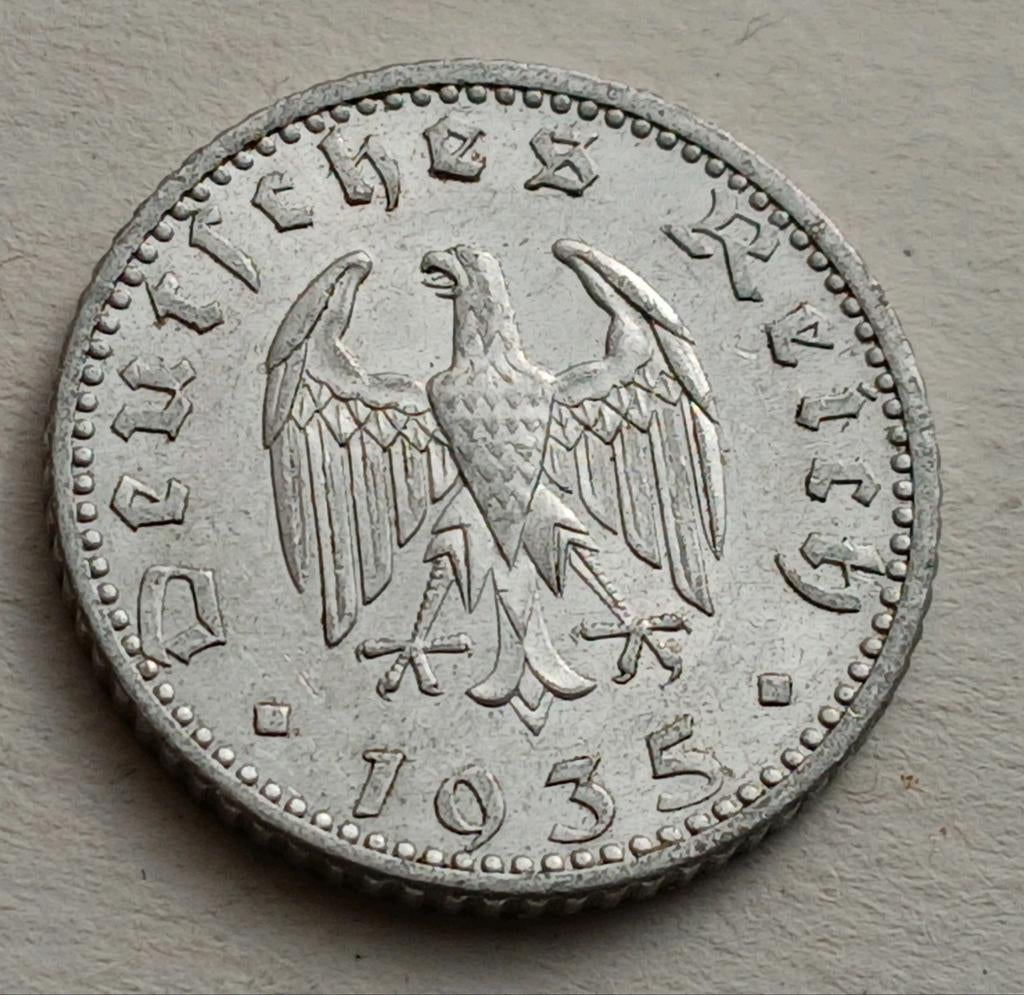 50 Reichspfennig 1935A Nazi Duitsland Oude Munt Derde Rijk, Ophalen of Verzenden, Overige soorten, Duitsland, Overige typen