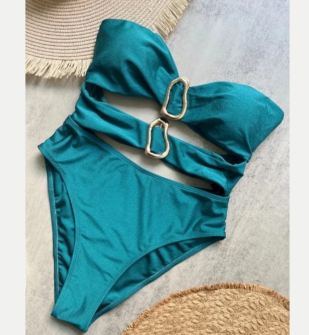 Sexy hoog uitgesneden eendelig badpak met metalen ringen, Kleding | Dames, Ophalen of Verzenden, Nieuw, Zwart, Badpak