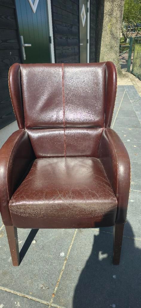 Stoel cq feauteuil Loom Lloyd origineel leder, Gebruikt, Bruin, Leer, Ophalen of Verzenden