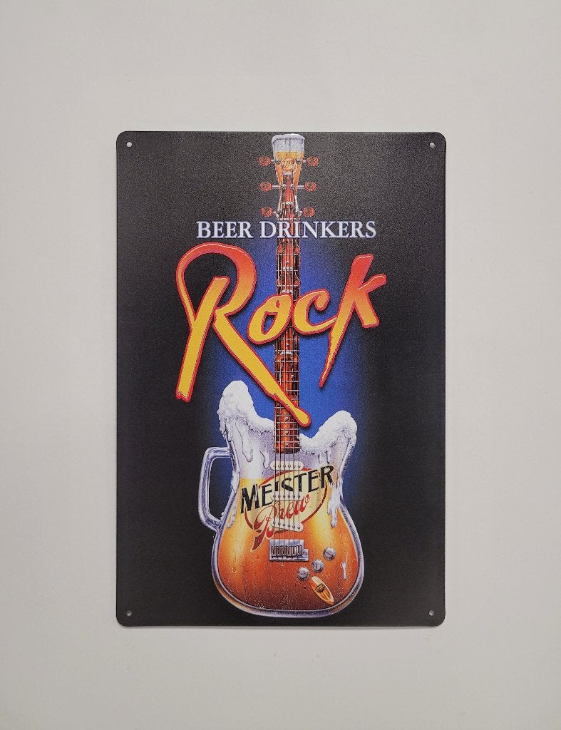 Beer Drinkers Rock Gitaar reclamebord van metaal wandbord, Huis en Inrichting, Woonaccessoires | Wanddecoraties, Info@deconoord.nl