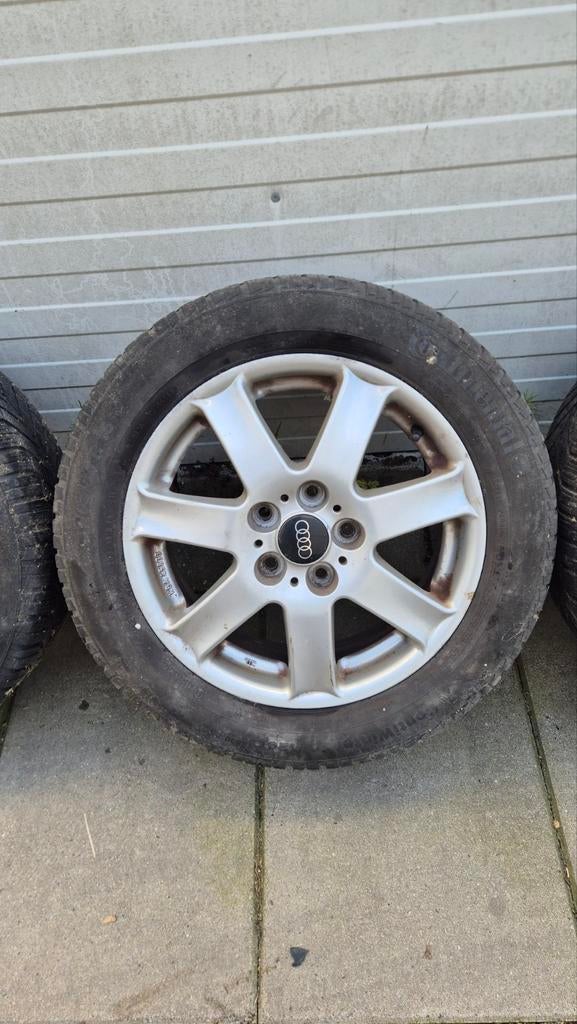 Te koop Audi velgen 5 x 112  met banden 205/55/16, Ophalen, 16 inch, 205 mm, Band(en)