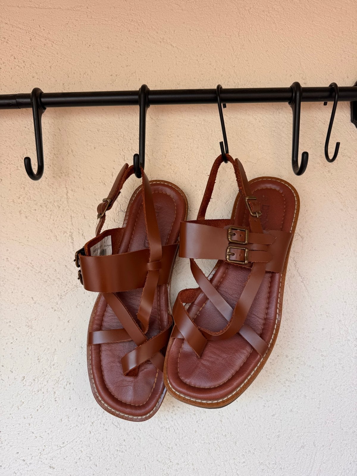 Derimod bruine leren sandalen maat 39, Ophalen of Verzenden, Zo goed als nieuw, Bruin, Sandalen of Muiltjes