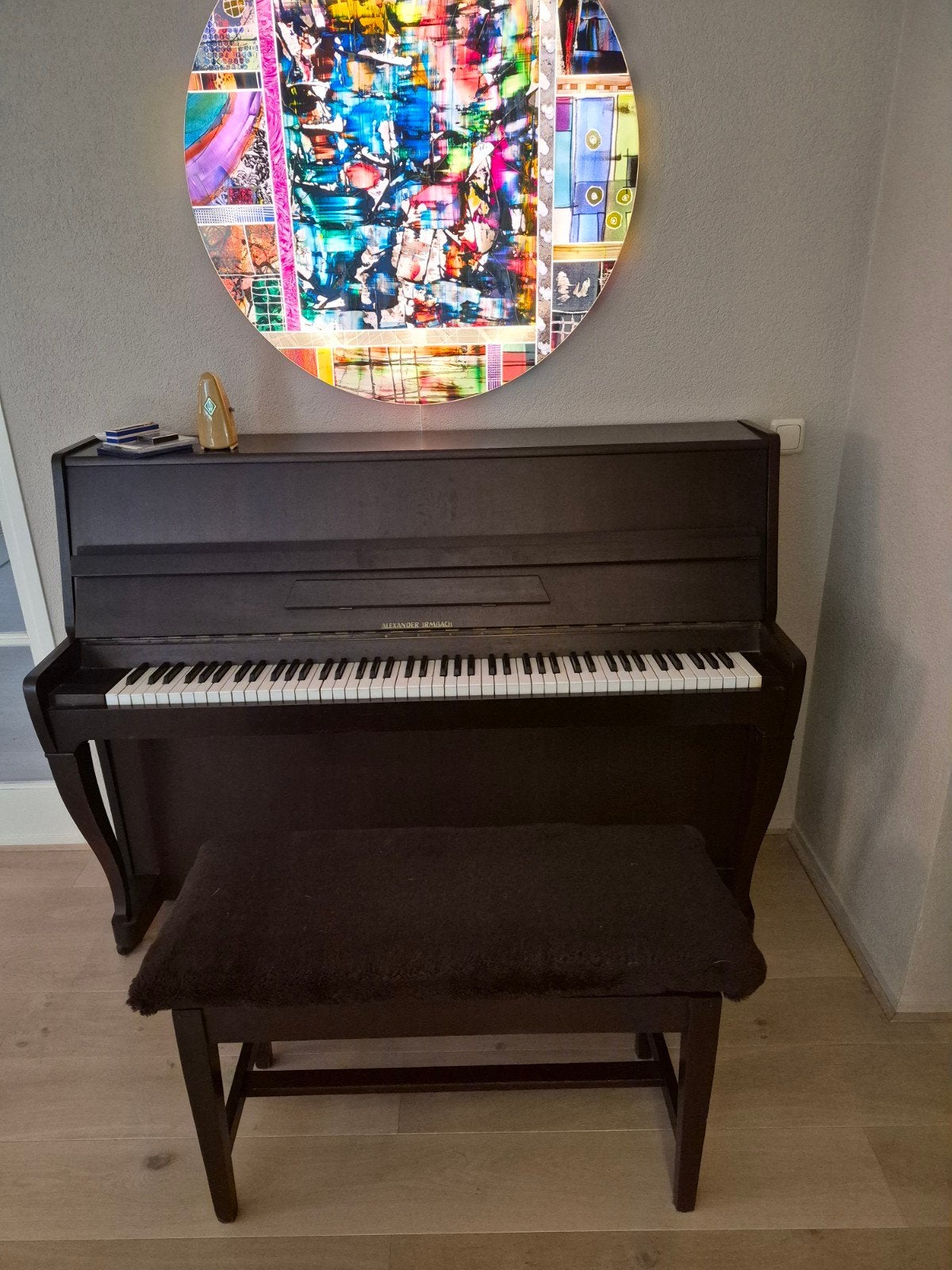 Piano, metronoom, 2 pers.pianobank en bladmuziek, Ophalen, Gebruikt, Bruin, Piano